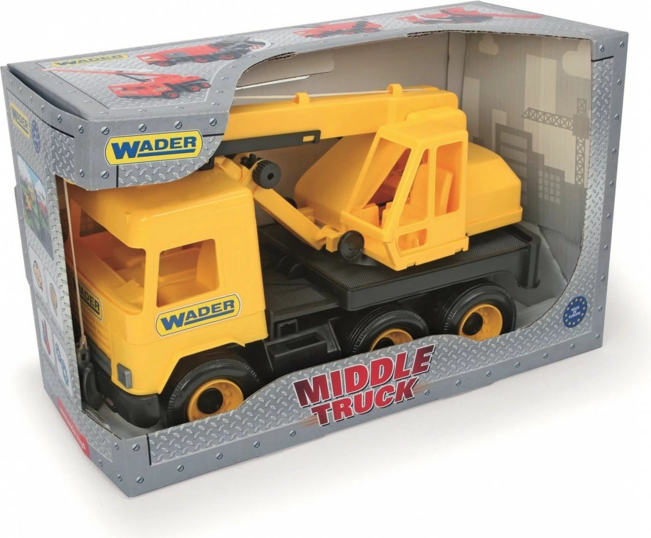 Kamion lodër vinç Wader Middle Truck 38 cm, verdhë/zi