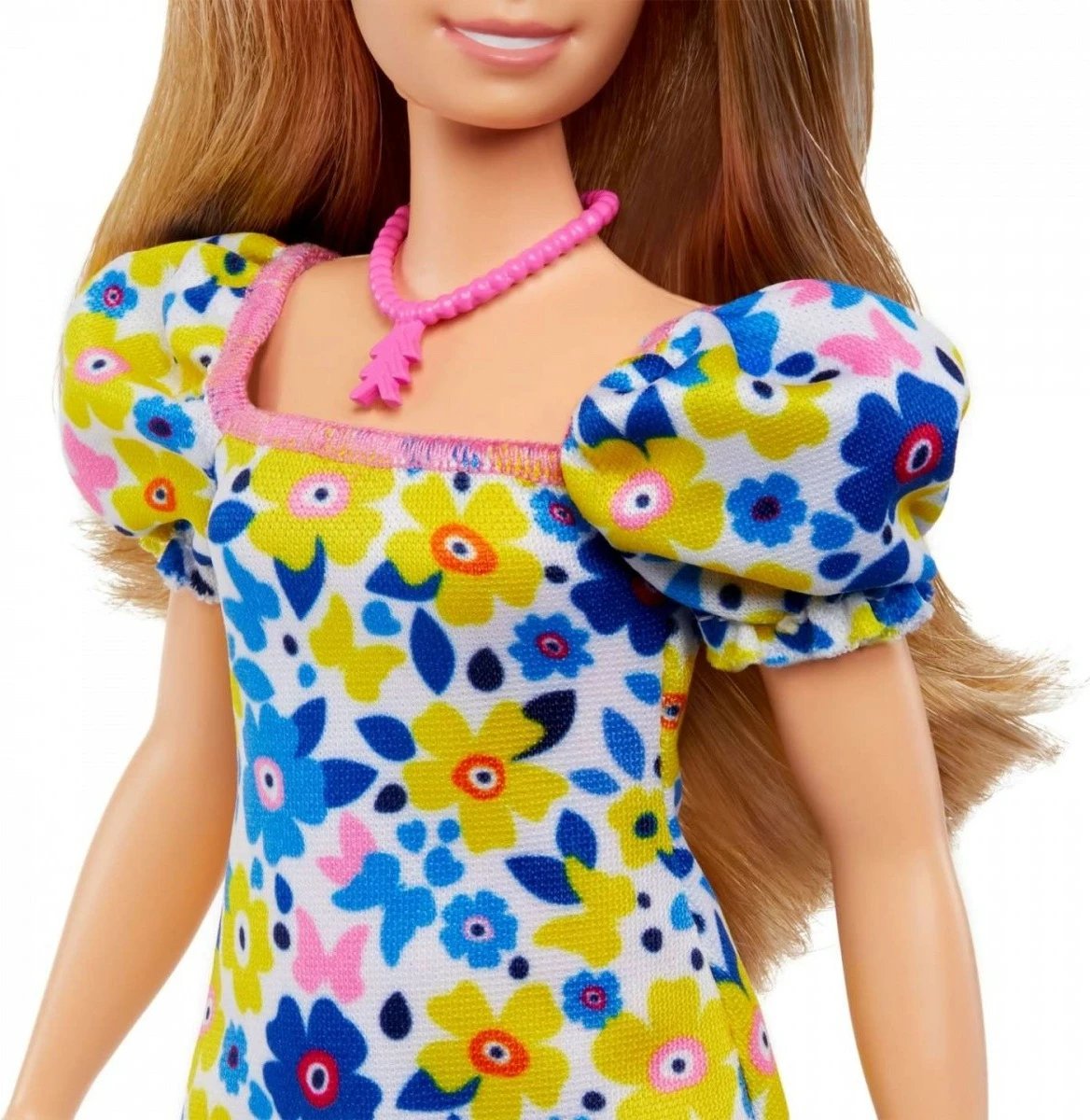 Kukull Barbie Fashionistas Mattel HJT05 me Sindromën Down, fustan me lule, për vajza