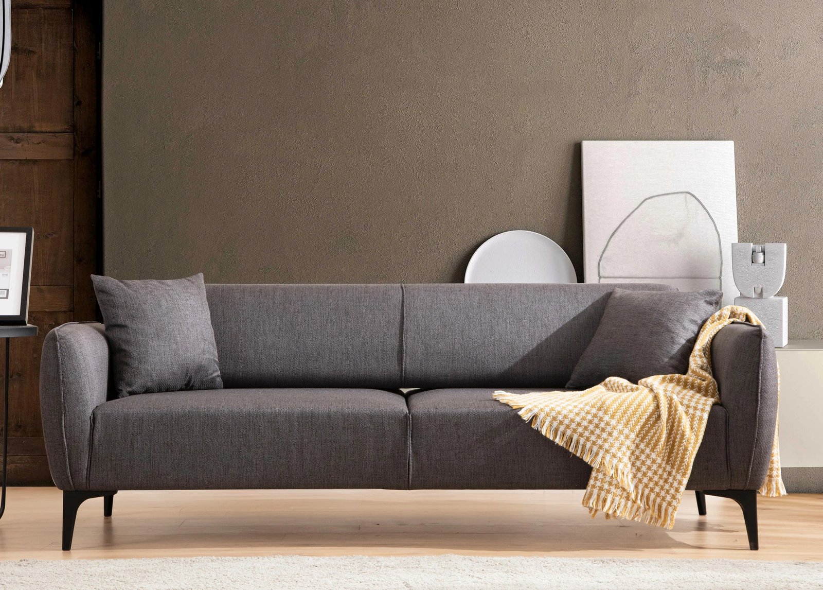 Divan treshe, ngjyrë gri e errët, Atelier del Sofa, Belissimo