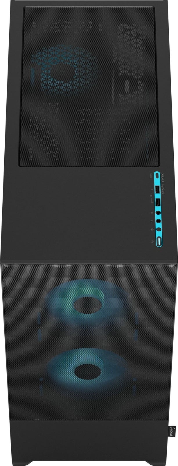 Kasë Fractal Design Pop Air RGB Cyan Core TG Clear Tint, Tower, RGB, xham i temperuar, e zezë/cyan