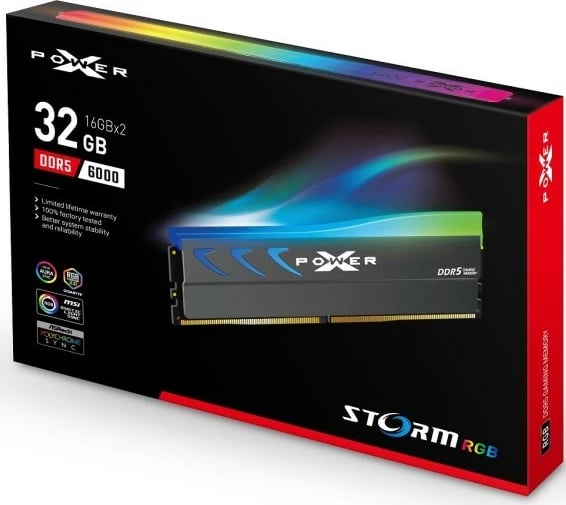 RAM memorje Silicon Power XPOWER Storm RGB DDR5, 32GB (2x16GB), 6000MHz, Gri