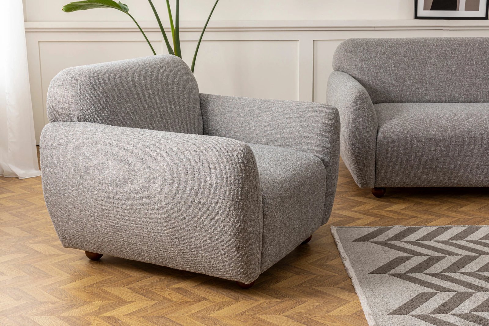 Divan treshe, ngjyrë gri e çelët, Atelier del Sofa, Eddy