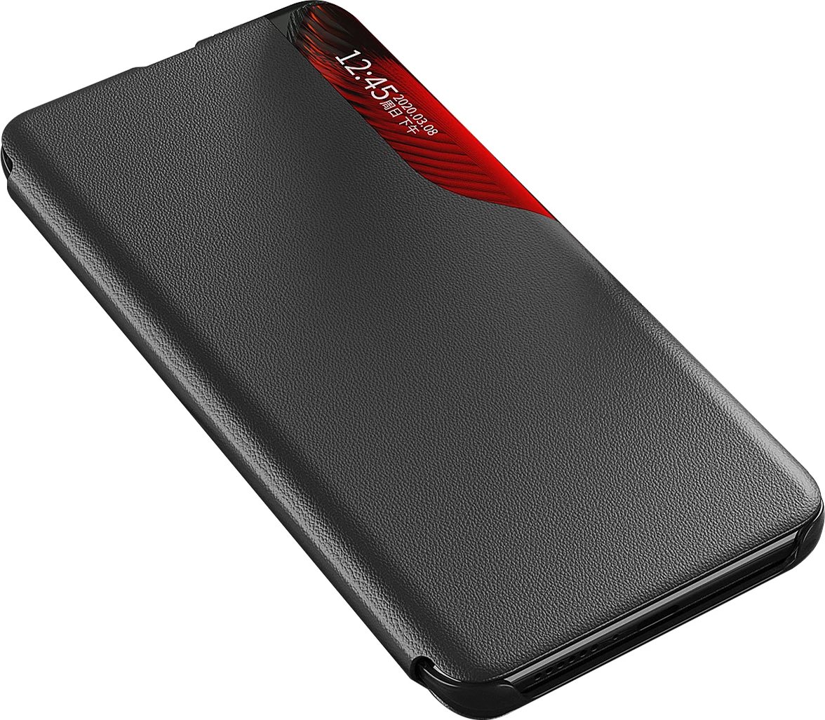 Mbështjellës Hurtel Eco Leather View Case për Xiaomi Redmi Note 12 Pro+, i zi