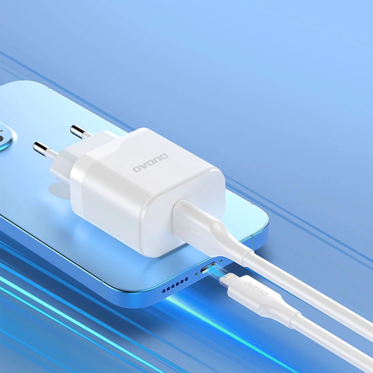 Karikues rrjeti Dudao A20EU me kabllo USB-A në micro USB, 18W, Bardhë