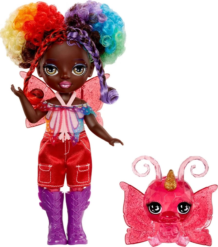 Kukull koleksionuese, Rainbow High, Little Rainbow Astrid 543398-EUC, 5.5 in, me krahë të ndërrueshëm dhe kafshë magjike, set