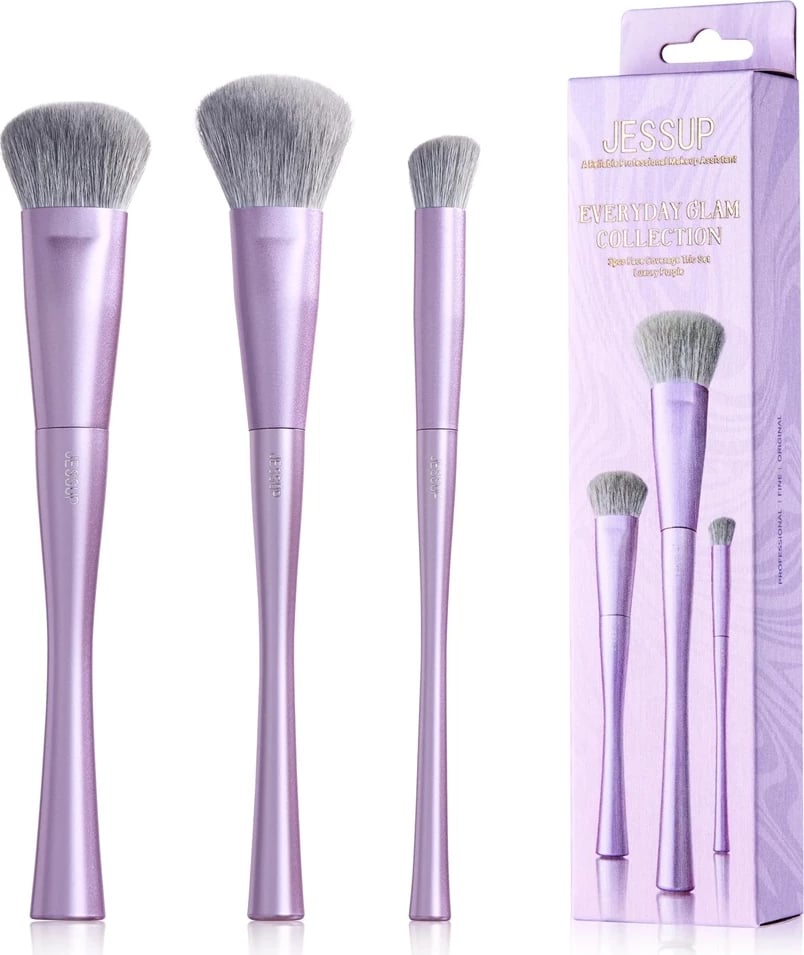 Set furçash për grim JESSUP T513 për femra e purpurt 3 copë
