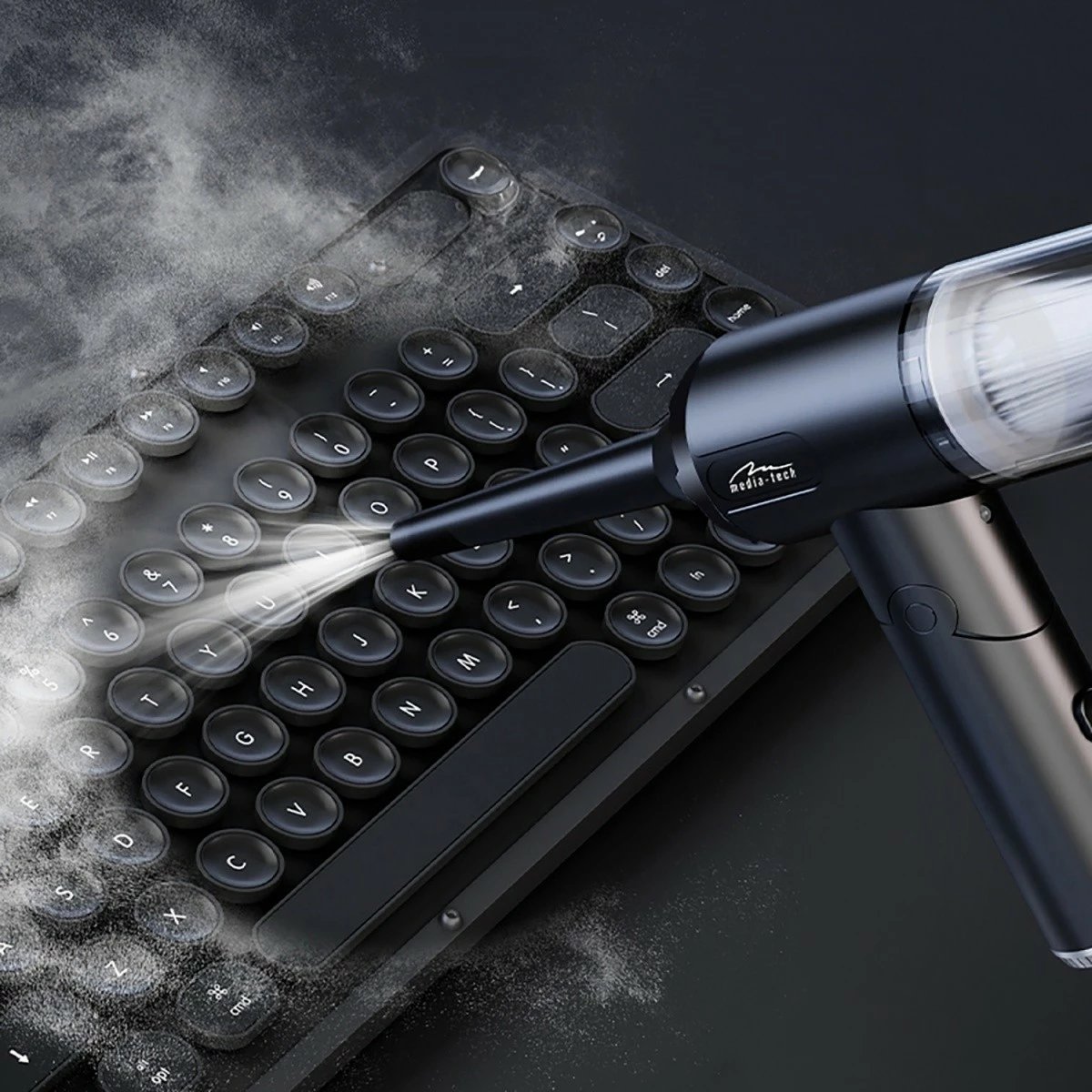 Fryrës/aspirator dore 2‑në‑1 Media‑Tech MT6538 65W 6800Pa 30 m/s LED bateri USB‑C, i zi, set me aksesorë