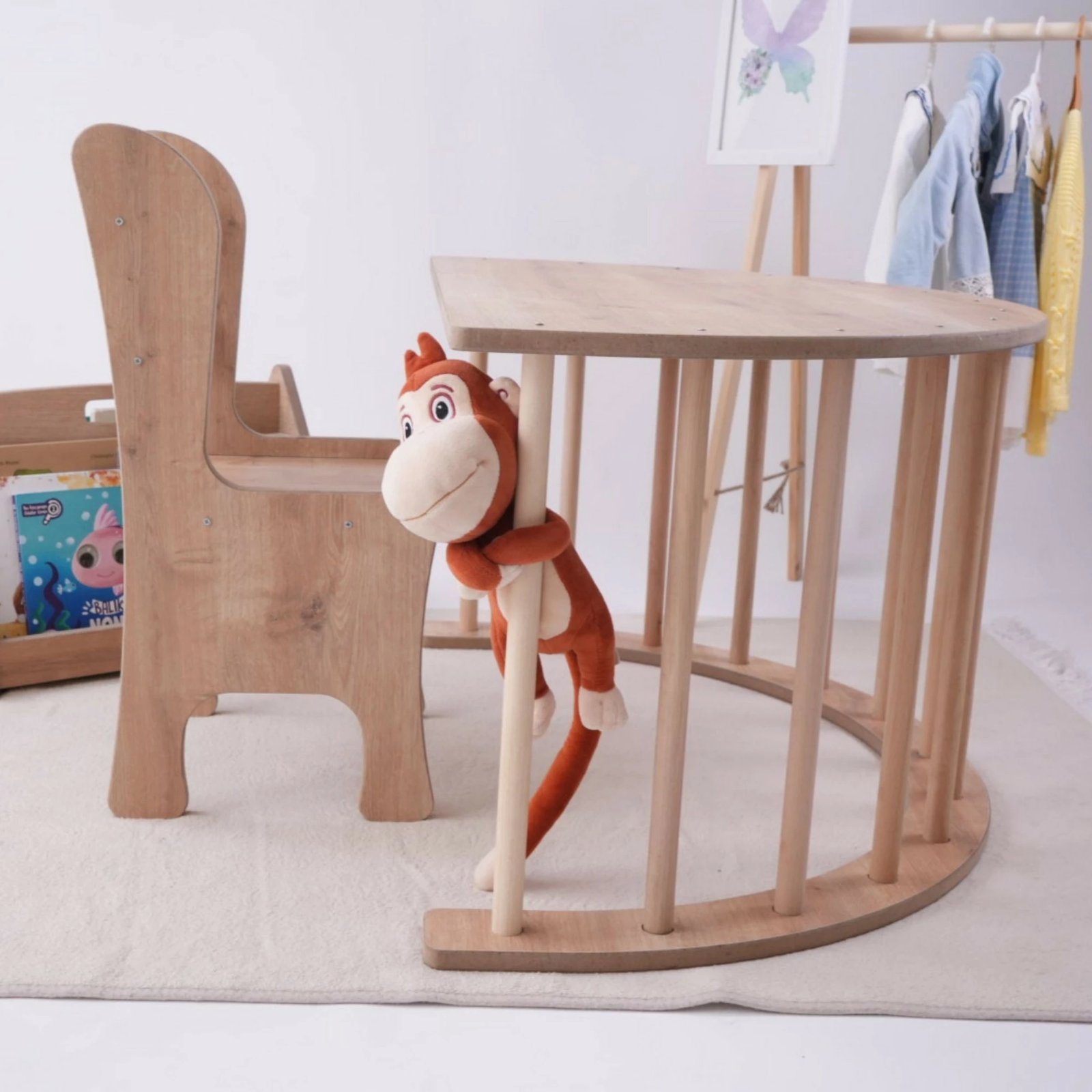 Set ngjitës Pikler për fëmijë, ngjyrë kafe, Hanah Home, Sincap