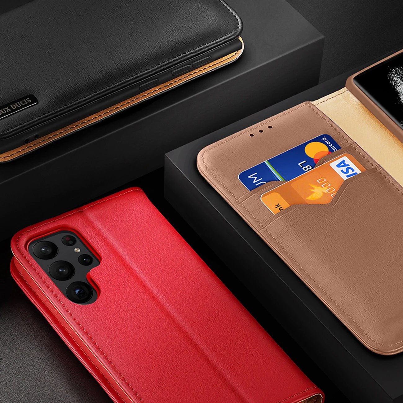 Mbështjellës Dux Ducis Hivo për Samsung Galaxy S23+, me kapak, portofol, RFID blocker, i zi