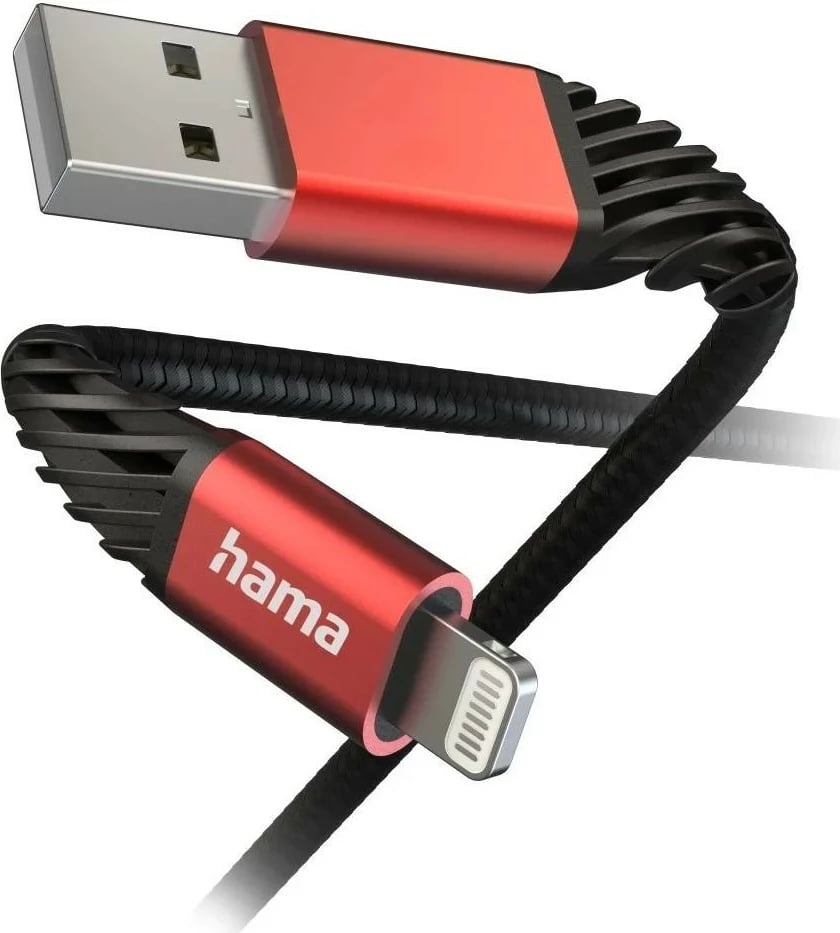 Kabëll Hama Reflected USB-C/Lightning, 1,5m, zi-kuq