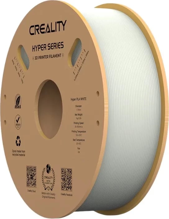 Filament PLA Creality Hyper Series 1.75mm, 1kg, Bardhë