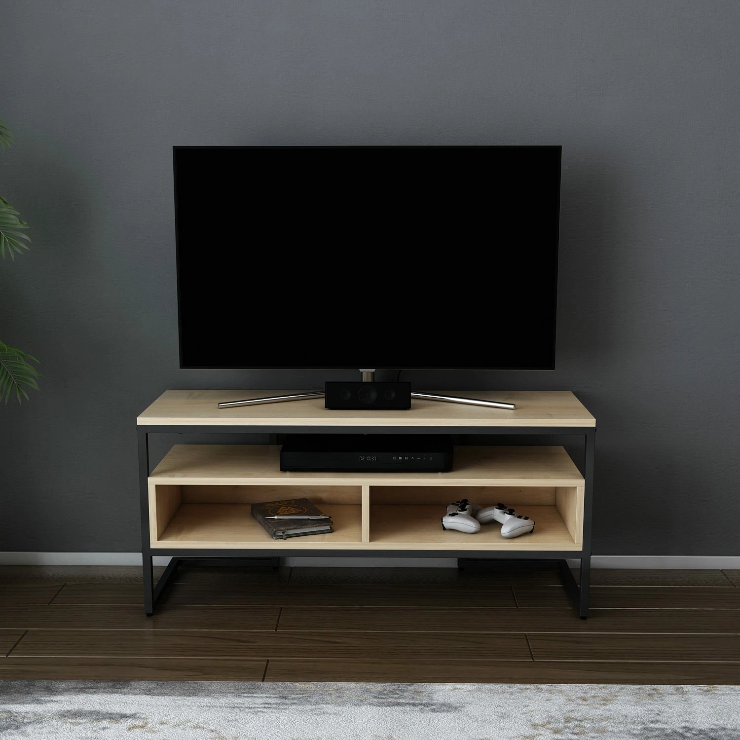 Komodë TV Skye Decor, Merrion, e zezë dhe lis