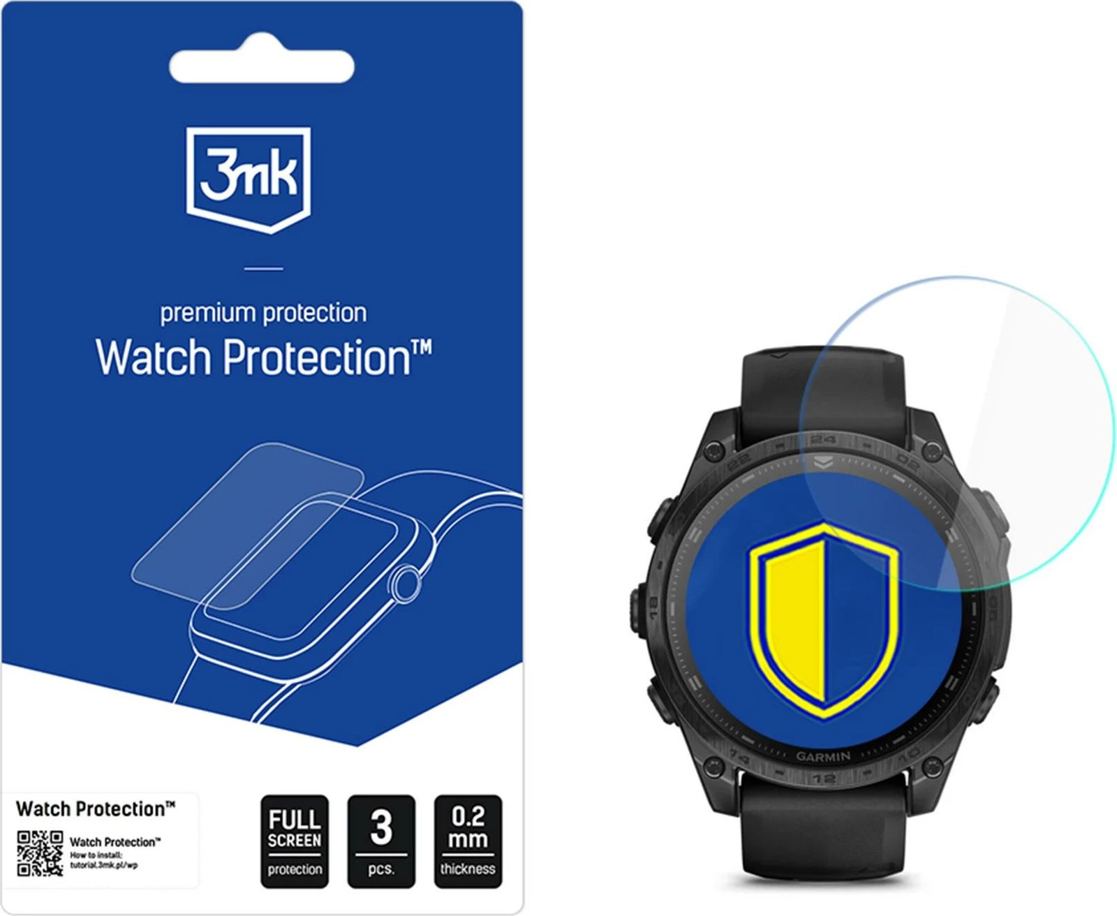 Xham mbrojtës hibrid 3mk për Garmin Tactix 8, 47mm, set prej 3 copësh