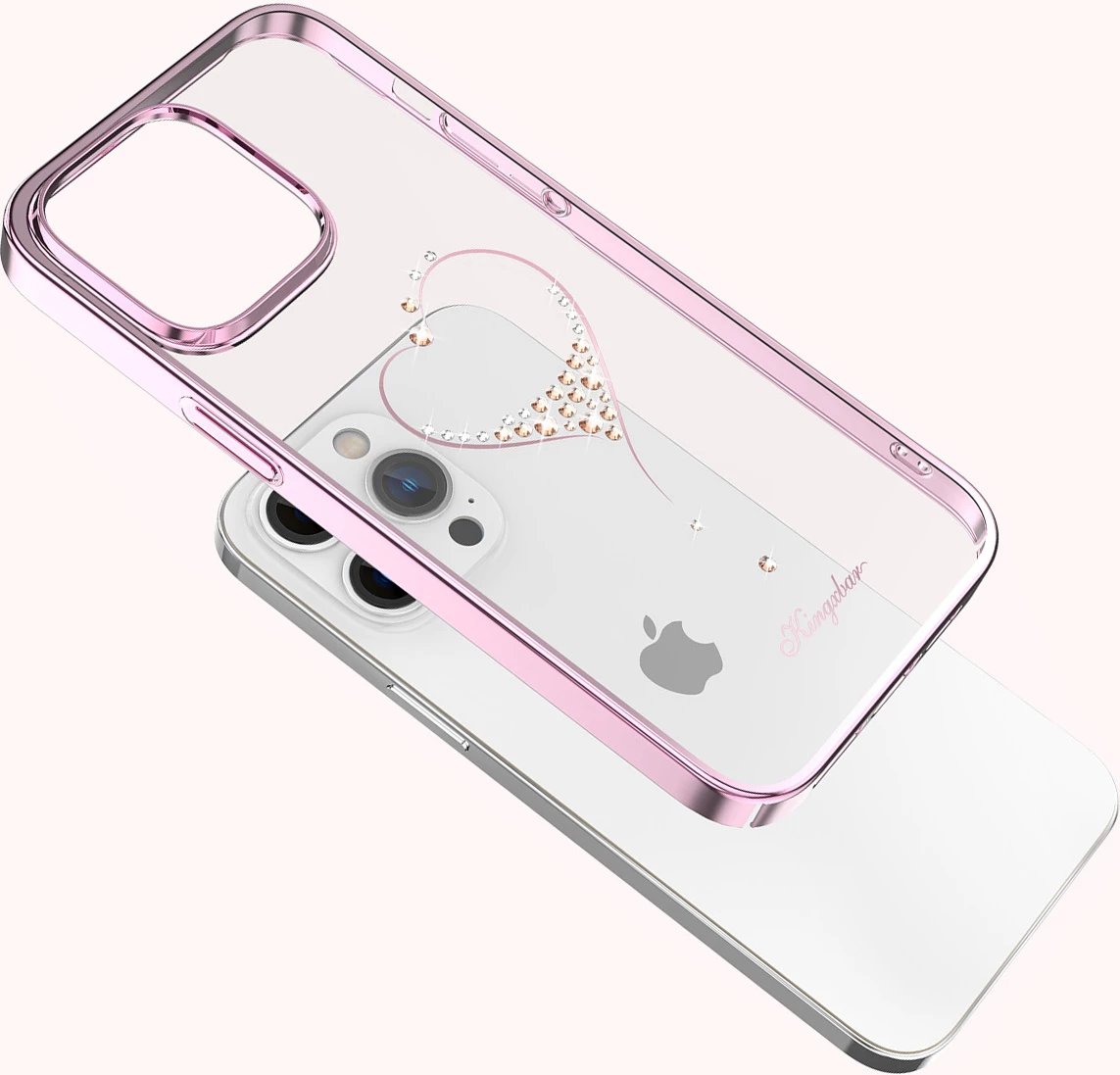 Mbështjellës Kingxbar Wish Series për iPhone 14 Pro, me kristale Swarovski, Rozë