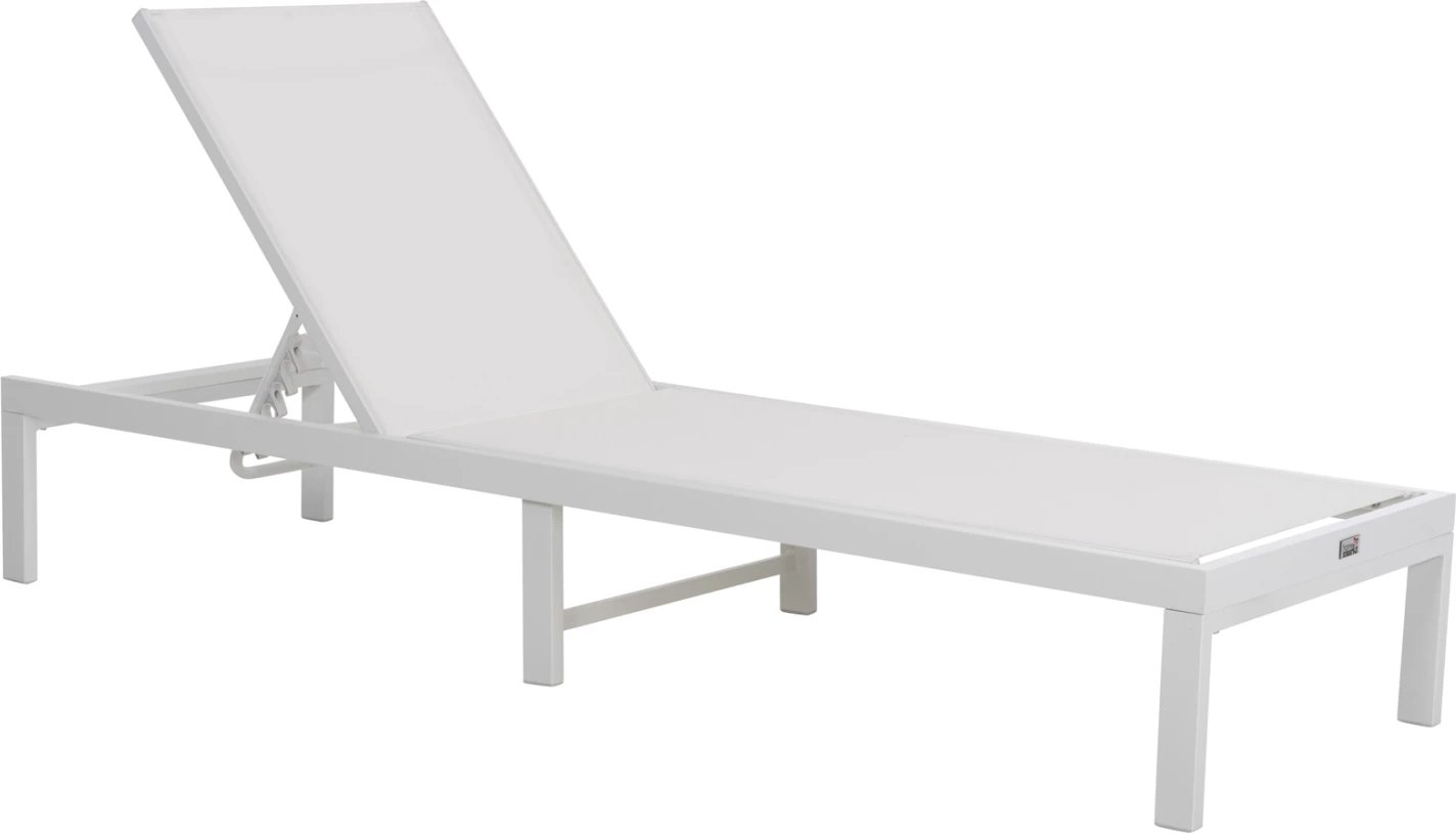 Shezlong alumini THATCHER, kornizë bardhë & tekstilene, 196,5x64,5x92H cm