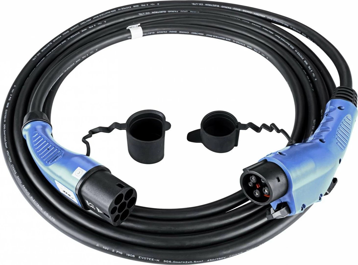 Kabëll karikimi veture elektrike Akyga AK-EC-08, Type 2/Type 1, 1-fazë, 32A, 7.2kW, 6m, zi-kaltër