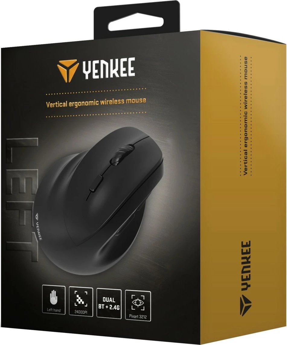 Maus ergonomik pa tela YENKEE YMS 5060L, për të majtë, i zi
