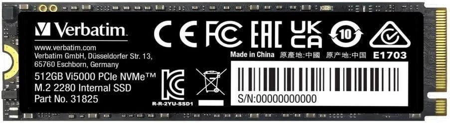 SSD Verbatim Vi5000 PCIe NVMe M.2, 512 GB, Zi