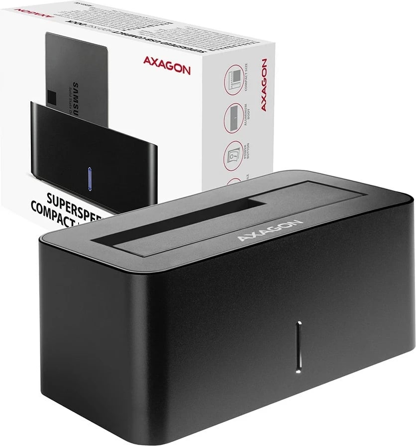 Stacion dokimi AXAGON ADSA-SN, USB 3.2 Gen 1, Alumini, Zi