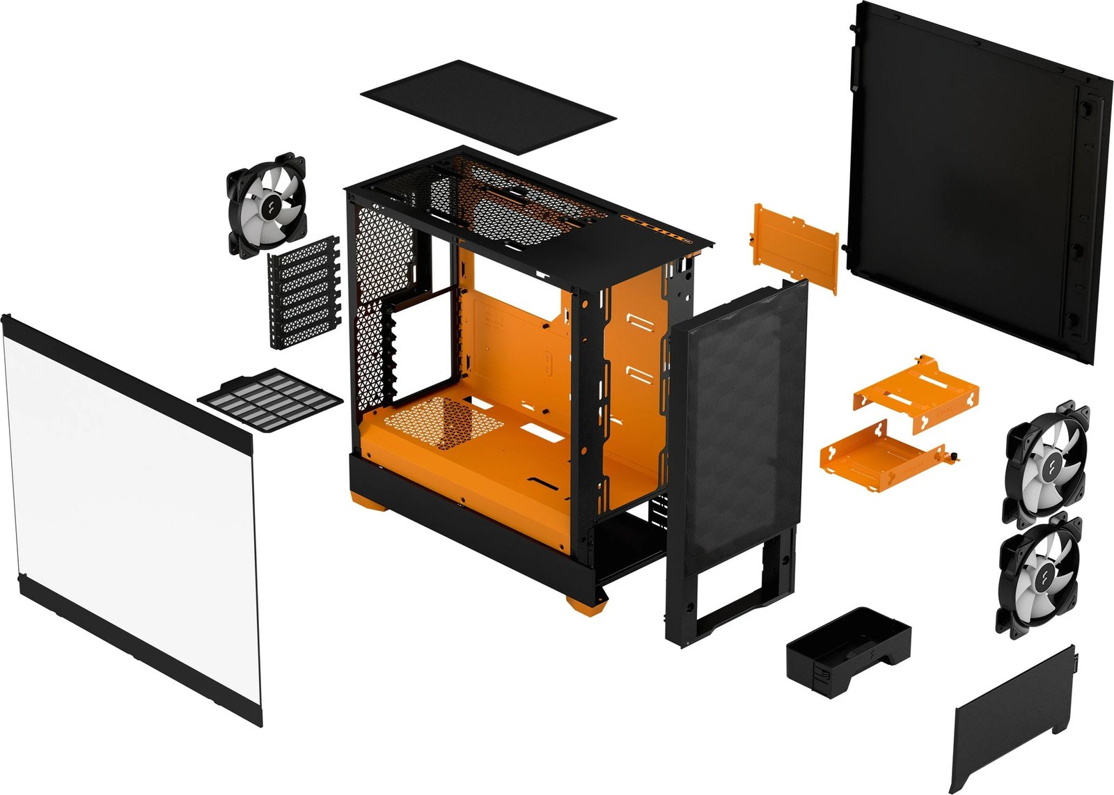 Kasë Fractal Design Pop Air RGB Orange Core TG Clear Tint, midi tower, xham i temperuar, RGB, e zezë/portokalli