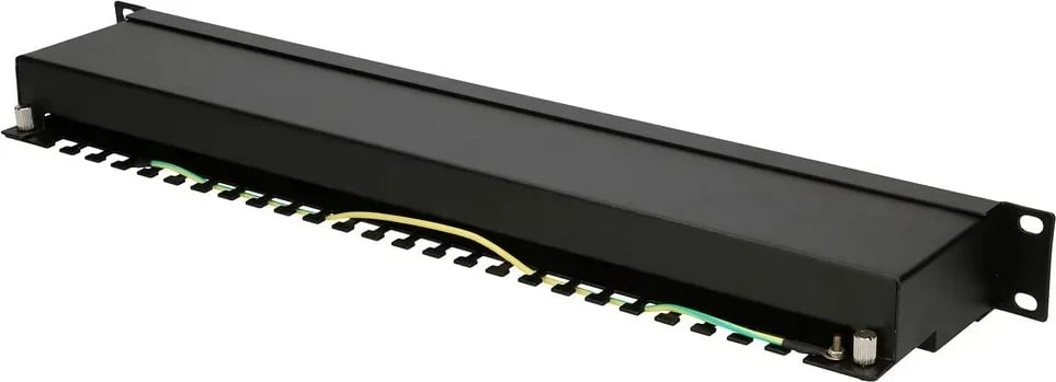 Patchpanel Extralink CAT6 STP V2, 24 Porta, 1U, E zezë
