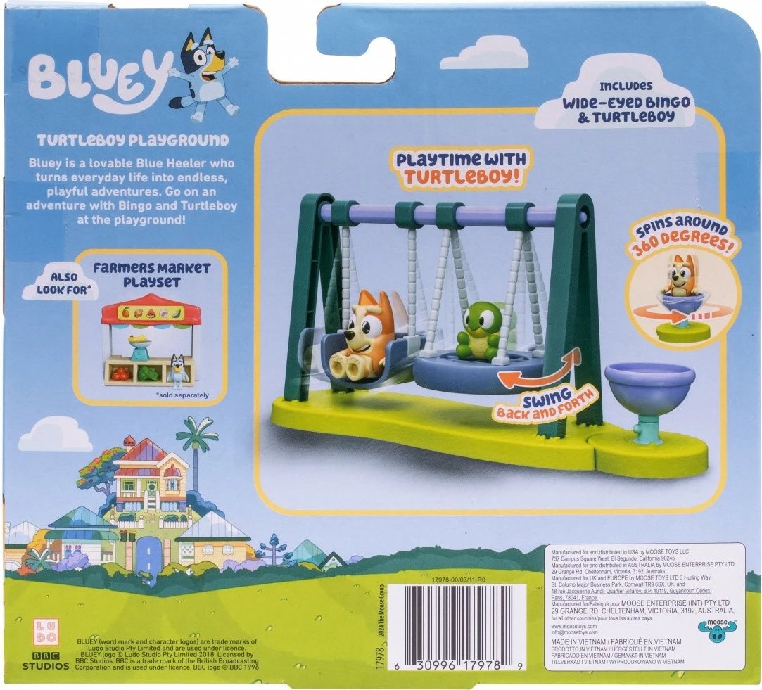 Set figurina Bluey BLU17978 me Bingo ekskluziv dhe breshkë, lishare dhe karusel, 3+