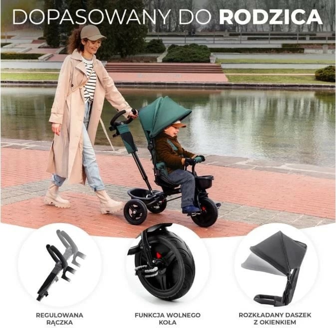 Biçikletë tre-rrotëshe Kinderkraft Tri-ride AVEO, për fëmijë, Malachite Grey