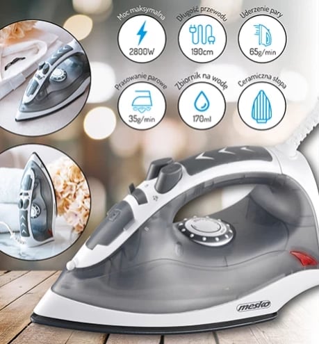 Hekur me avull Adler Mesko MS 5037, 3400 W, Gri
