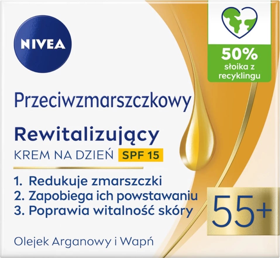 Krem dite anti-rrudhë + rigjenerues Nivea 55+ SPF15 për femra, 50ml