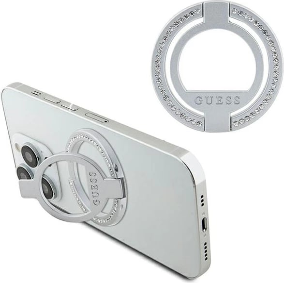 Mbështjellës unazë Guess MagSafe me kristale, argjendtë