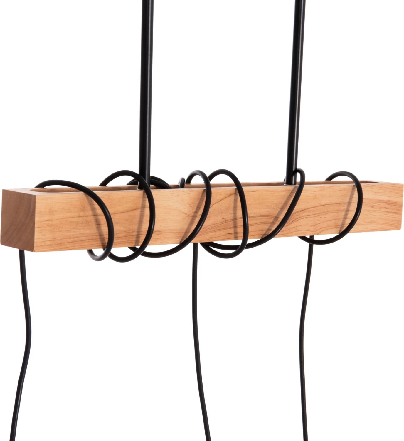 Llambë tavani me 3 drita, metal dhe dru, VOLKS FH4658, 49.5x5x134.5cm