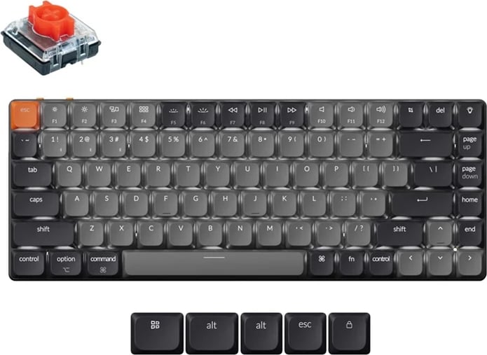 Tastierë mekanike Keychron K3 V3, wireless, 75% (84 taste), Gateron MX 2.0 Red, RGB, gri