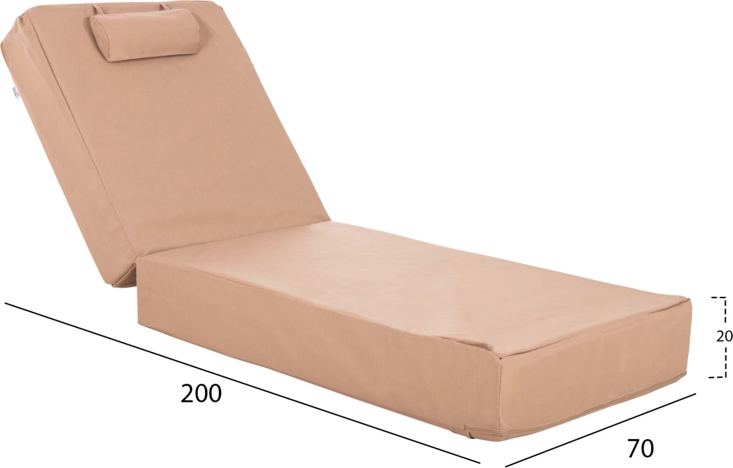 Jastëk për shezlong, tekstilene, ngjyrë moka, SIFNOS, FH1, 200(120+80)x70x20Hcm