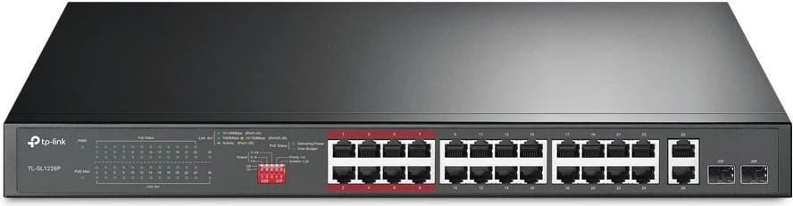 Switch TP-LINK TL-SL1226P, 24-Port PoE+, 2-Port Gigabit, Gri