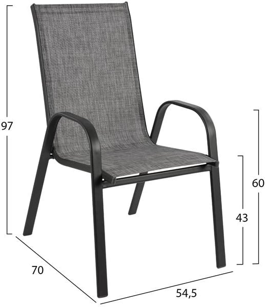 Set 5 pjesë me Tavolinë Alumini 140x80x75.5 & Karrige Leon Gri Metalike FH10531