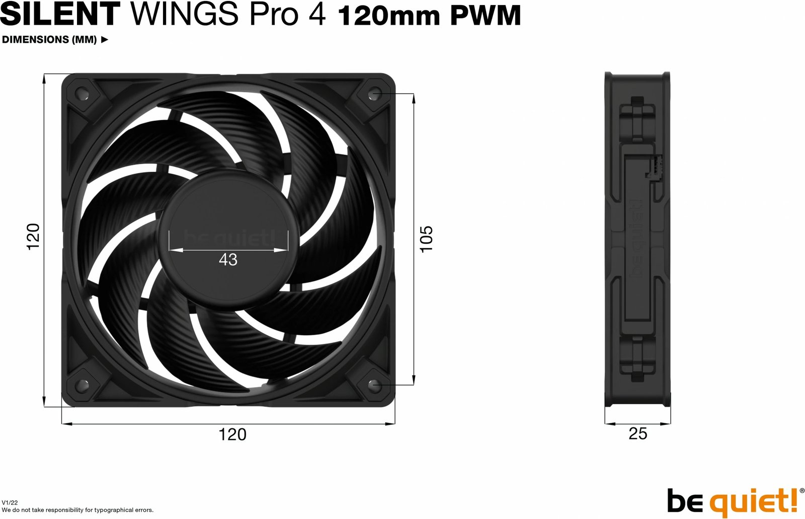 Ventilator kompjuteri be quiet! SILENT WINGS PRO 4, 120mm PWM, 3000 RPM, i zi