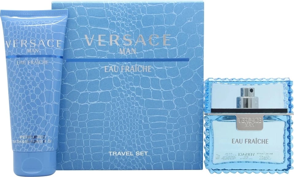Set Eau de Toilette dhe xhel dushi Versace Man Eau Fraiche për meshkuj, 50ml + 100ml