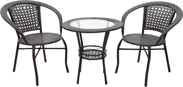 Set lounge 3 pjesë Saylor metal-pe rattan kafe