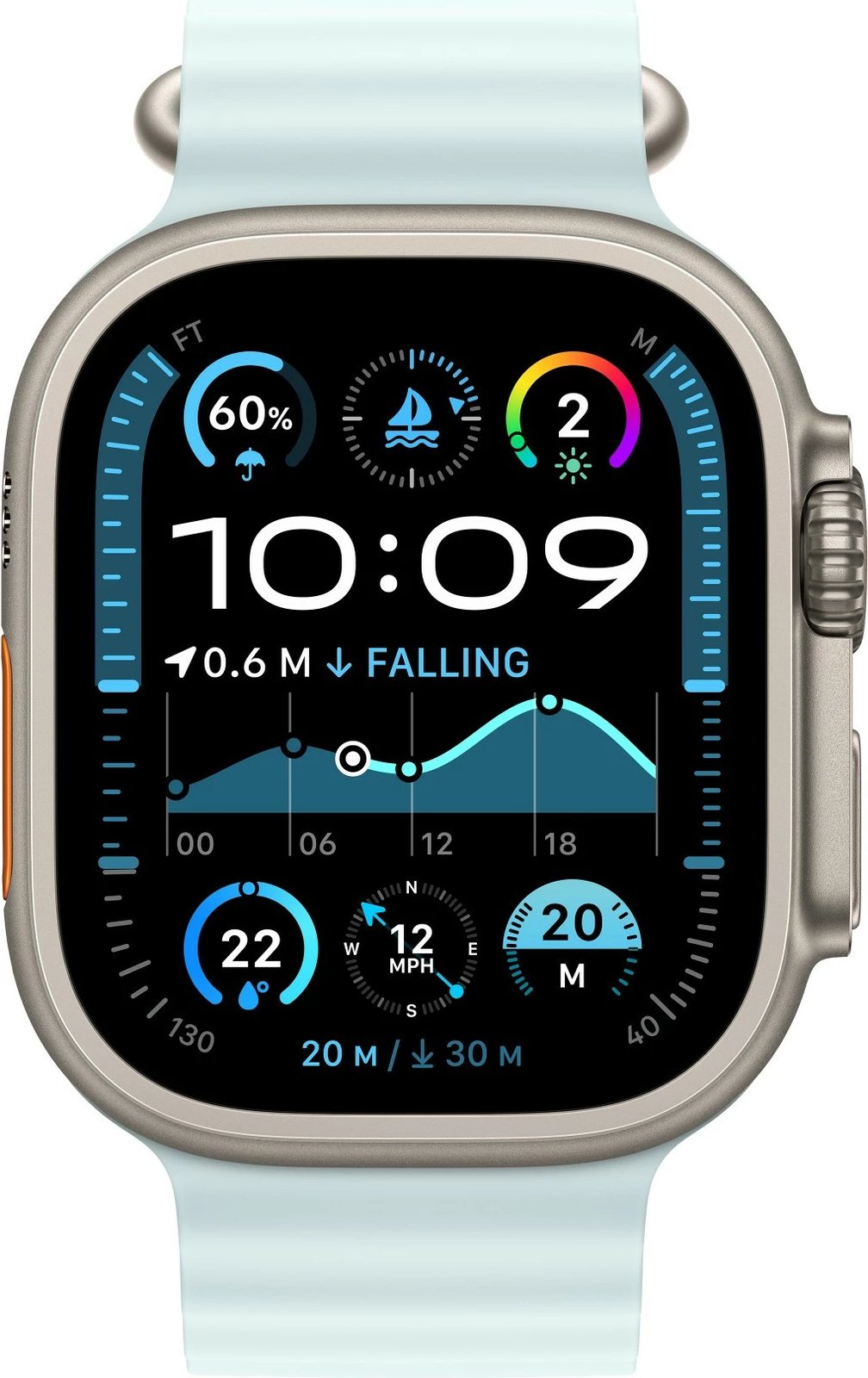 Zgjatues bandë Apple 49mm, Ngjyrë Ice Blue, Titanium