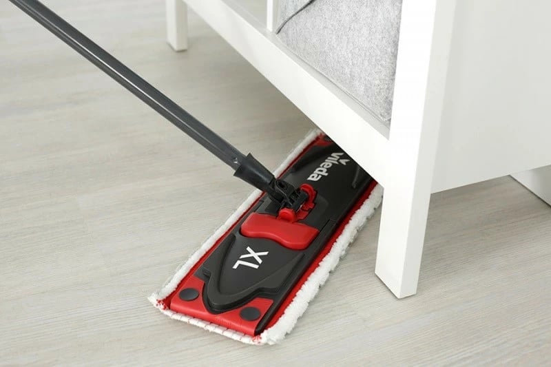 Mop i sheshtë Vileda Ultramat Turbo XL 161023, me kovë, 42 cm, Kuq e zi, set