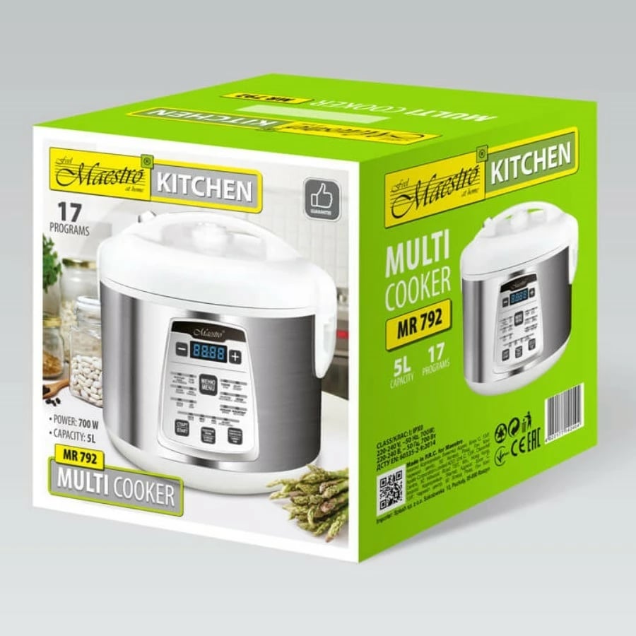 Multicooker Feel-Maestro MR-792, 5L, 17 programe, 700W, argjendtë/bardhë