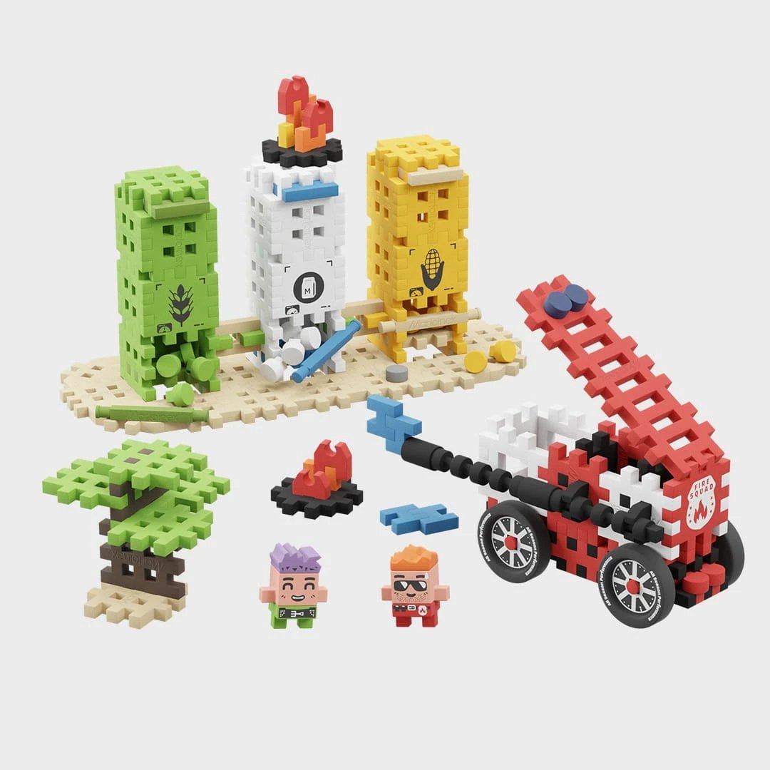 Set lodrash ndërtimi Marioinex Mini Waffle City Firefighter Action, 148 pjesë, shumëngjyrëshe