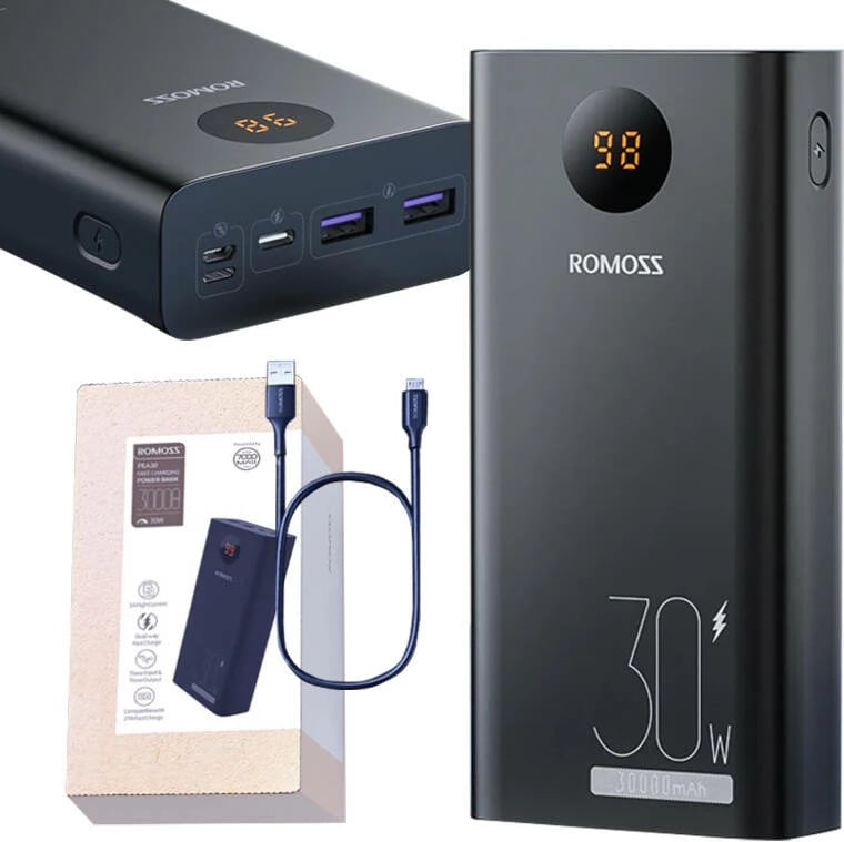 Powerbank Romoss PEA30 30000mAh, e zezë