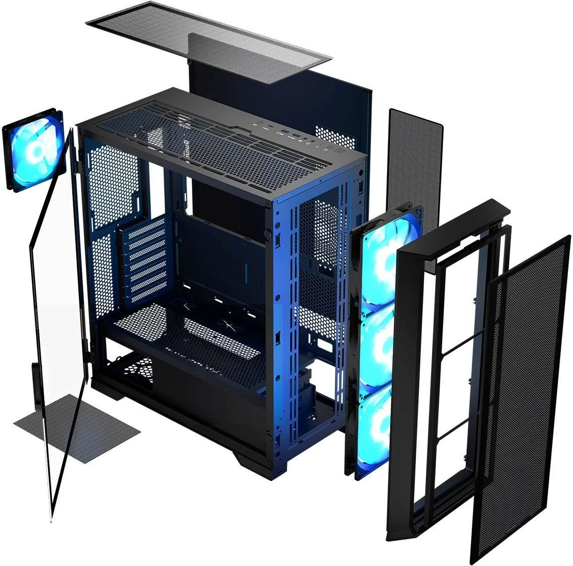 Kasë MODECOM Horizon ARGB Flow Midi, E-ATX, 4 ventilatorë ARGB, Xham i temperuar, e zezë