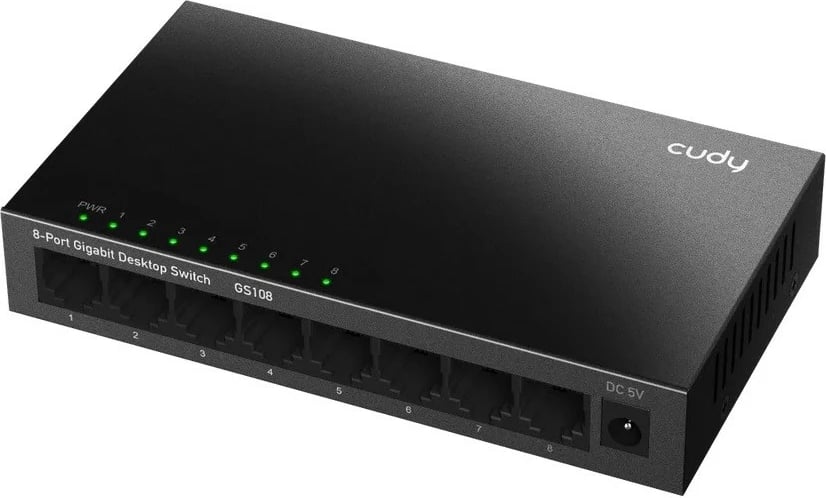 Switch Cudy GS108, 8 porta Gigabit, kasë metalike, i zi