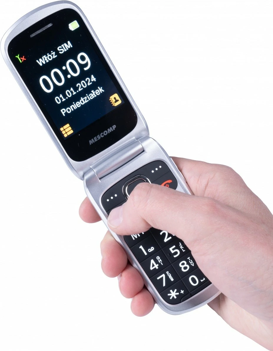 Celular Mesmed MT-184 BRUNO 4G, ekran 2.8", butona të mëdhenj, i zi/argjendtë