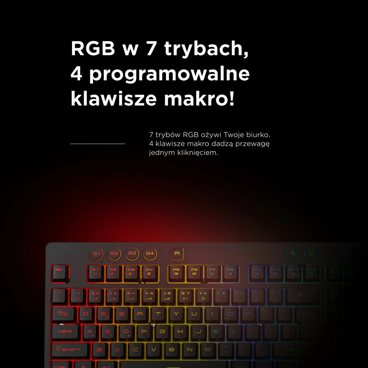 Tastierë gaming Rampage Simula RGB, full-size, me mbështetëse, e zezë
