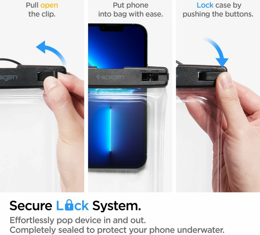 Mbështjellës Spigen Aqua Shield A610 për celular, IPX8, transparent, me rrip