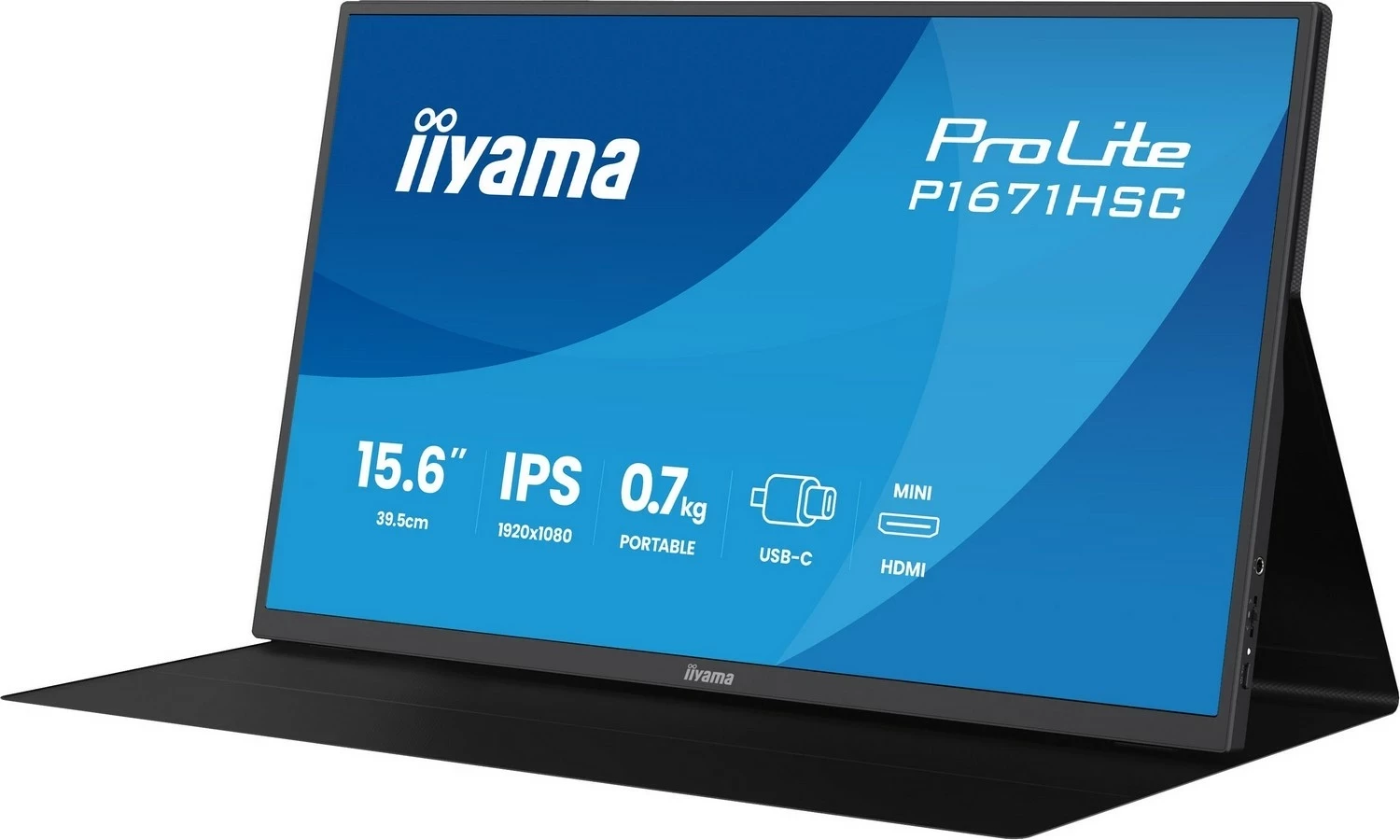 Monitor iiyama ProLite P1671HSC-B1, 15", Full HD, IPS, USB-C, miniHDMI, zi
