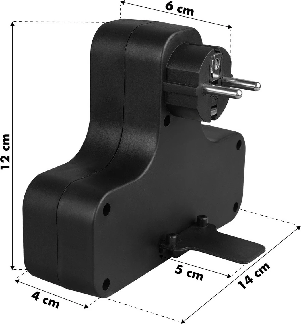 Prizë Maclean MCE224E me ndërprerës, 4 dalje, e zezë